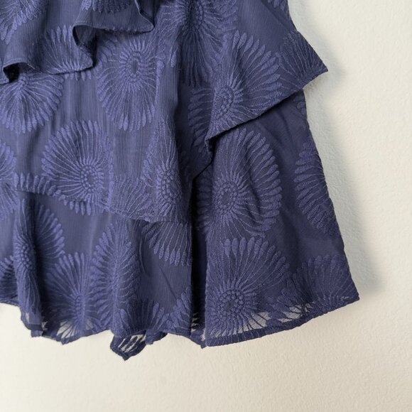 Ted Baker Tieri Embroidered Layered Mini Skirt Navy Blue Size 2 Preppy Coastal - Picture 3 of 9